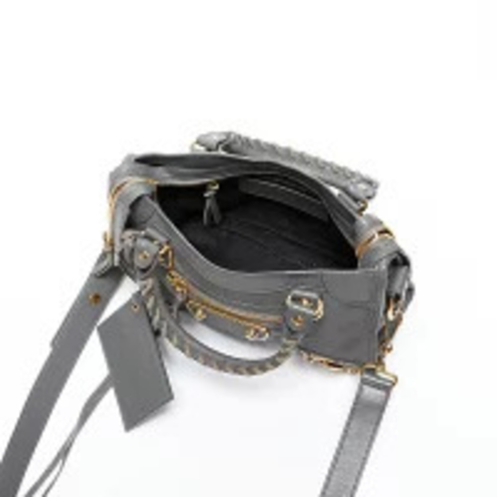Balenciaga Leather Metallic City Shoulder Bag Gray - Picture 12 of 13